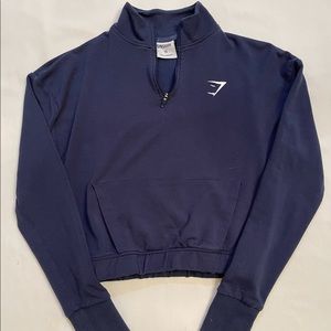 Gymshark navy blue cropped quarter zip